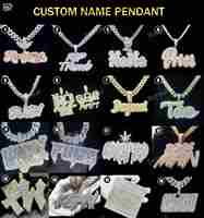 Estilo Hip Hop 2,5 pulgadas 925 plata esterlina nombre colgante lujo corte redondo laboratorio cultivado diamante letra colgante joyería fina