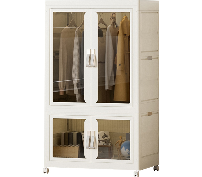 Schlussverkauf multifunktionaler faltbarer 54cm schlafzimmer heim abnehmbare kleidung lagerung kunststoff-kleiderschrank mit rädern