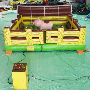 Güzel karnaval rodeo ride domuz şişme mekanik boğa için kontrol paneli ile çocuklar ve yetişkinler boğa binmek meydan eğlenceli