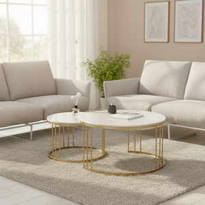 <span class=keywords><strong>Tavolino</strong></span> da Caffè in <span class=keywords><strong>Marmo</strong></span> Multifunzionale, Moderno <span class=keywords><strong>Tavolino</strong></span> Rotondo Impilabile per Arredamento Soggiorno - Product Image 2