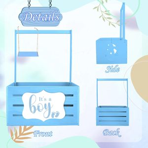 Armadio in legno per Baby Shower: cesto blu "<span class=keywords><strong>è</strong></span> una ragazza" con manico, appendiabiti, cesto di stoccaggio, regali per decorazioni per feste - Product Image 3