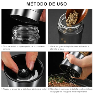 Molinillo de pimienta negra al por mayor, botella manual para moler, pequeña botella de vidrio para condimentos, botella de vidrio para sal marina y pimienta - Product Image 3