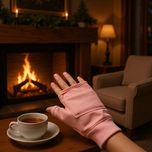 Electric <b>Heating</b> Gloves <b>USB</b> Rechargeable Fingerless Touchscreen Winter Warm Gloves Unisex Adult Black Pink Pair - Product Image 3