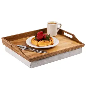 Wholesale Bamboo Computer Writing Desk Portable Tabletop Bamboo Serving Tray With Detachable Cushion