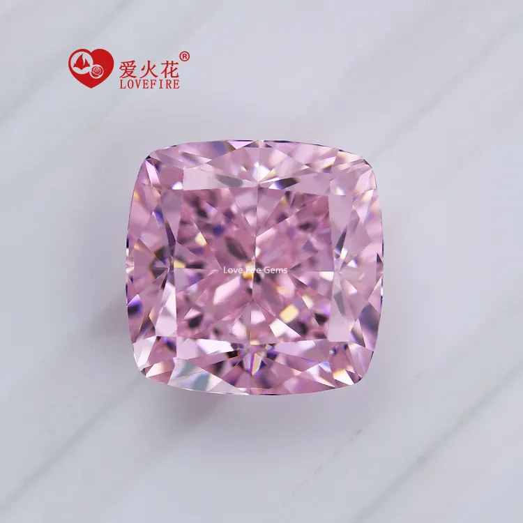 Piedras de Circonia cúbica, cojín de corte excelente, 4K, color rosa