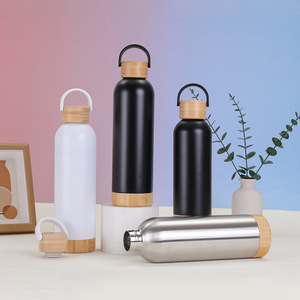 Nueva Botella de Agua de Acero Inoxidable 304 con Aislamiento al Vacío, Boca Pequeña, 500ml/750ml, Libre de BPA, con Tapa y Base de Bambú, para Gimnasio - Product Image 5
