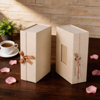 Boîte à souvenirs en lin personnalisée, boîte cadeau pliante magnétique recouverte de tissu de luxe avec fenêtre pour album de souvenirs, boîte de rangement pour bijoux