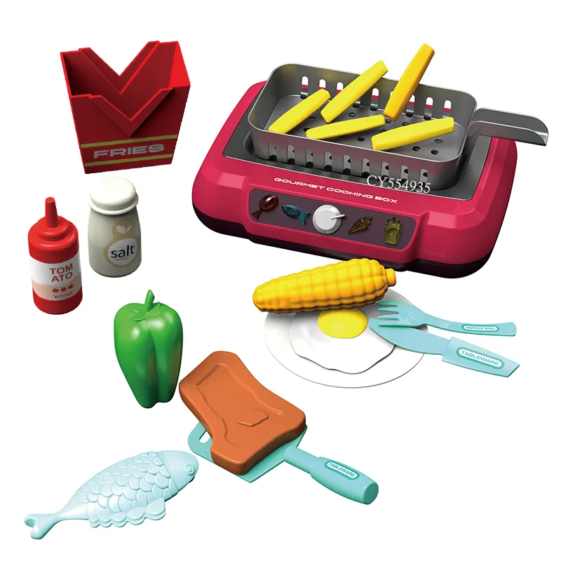 ふり調理器具おもちゃフライパンキッチン調理おもちゃ食品の色が変わる電気キッチンおもちゃプレイセット