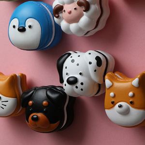 Aimants de réfrigérateur en forme d'animaux de dessin animé, macarons, décoration de réfrigérateur, autocollants magnétiques en résine 3D, chat et chien - Product Image 5