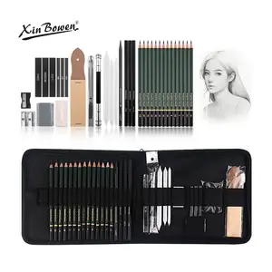 Xin Bowen 35 Pcs Bút Chì Phong Cách Mới Không Độc Hại Graphite Bút Chì Bộ Màu Xanh Lá Cây Phác Thảo Bút Chì