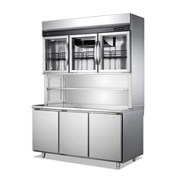 Congélateur Armoire en Acier Inoxydable à Opération Verticale, Réfrigération et Congélation, Meuble de Cuisine Multifonctionnel pour Présentation de Produits Frais