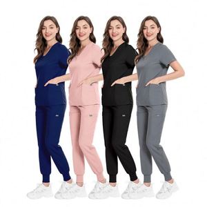 New Unisex Hospital Uniforms Fashion OEM Nursing Uniform Sets Quick-drying Two-piece Set <b>Top</b> & Pants Surgical Women Scrubs Sets - Product Image 3