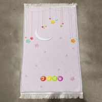 Ensemble de tapis de prière brodé personnalisé pour enfants avec chapelet cadeau islamique Eid Ramadan cadeau d'anniversaire pour enfants bleu