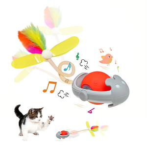 Jouet interactif intelligent rechargeable par USB 2-en-1, souris mobile avec balle, jouet amusant pour animaux de compagnie, jouets automatiques pour chatons, jouets en silicone pour chats lasse - Product Image 1