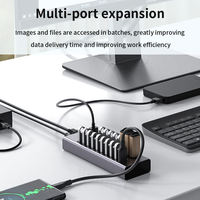Hub USB 2.0 alimenté 20 ports, séparateur industriel, adaptateur d'alimentation 12V 8A 96W, hub de données avec interrupteur d'alimentation pour Windows MacOS Linux
