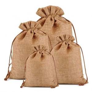 Hot Sale Custom Logo Printed Eco Friendly Small <b>Pouch</b> Linen Jute Burlap <b>Drawstring</b> Gift Bag With Handles - Product Image 1