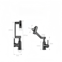 Robinet de lavabo à poignée unique chaud/froid, bec rotatif, 3 modes de sortie d'eau, design minimaliste moderne