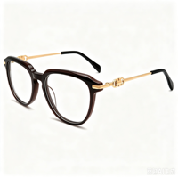 Lunettes rondes en acétate anti-lumière bleue avec branches décorées de métal, idéales pour le quotidien, les fêtes, les voyages et multiples occasions