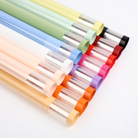 Kertas Pembungkus Buket Warna Solid Semi Transparan Berkualitas, Kertas Pembungkus Cellophane Minimalis Berbingkai, Kertas Pembungkus Kado Mewah Grosir