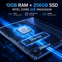 Ordinateur portable tactile 2-en-1 flambant neuf de 10,1 pouces, processeur Intel Core M3-8100Y double cœur, 12 Go de RAM DDR3, 256 Go de SSD, Windows 11 Business