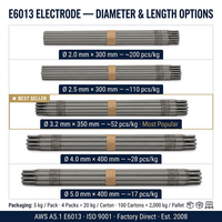 Électrode de soudage E6013 AWS en acier au carbone, 20 kg, 2,5 mm, 3,2 mm, baguette, fabricant chinois