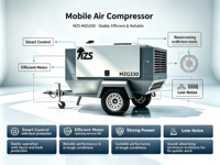Kompresor Udara Sekrup Diesel MZG330 Portabel 330 Cfm Berpelumas untuk Pertambangan, Sandblasting, Pengeboran, Dapat Disesuaikan