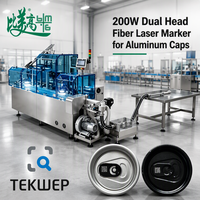 Marqueur laser à fibre industriel haute vitesse 36 000 pièces/h, double tête 200W pour bouchons de bouteilles en aluminium, traçabilité anti-contrefaçon IA