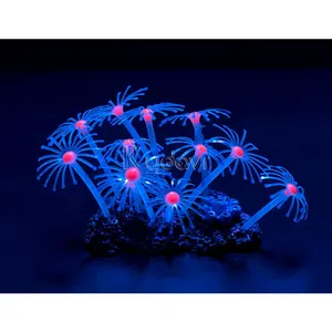 Betta Fish Glowing Silicone Leaf Feather Simulation Coral Reef Aquarium Resin Artificial Decor