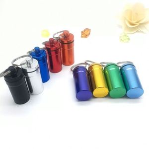 Metal Pills Aluminum Bottle <b>Mini</b> Portable Medicine Container <b>Box</b> Waterproof Sealed Ear Plug <b>Storage</b> with Keychain Rings - Product Image 5
