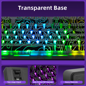 <span class=keywords><strong>Clavier</strong></span> mécanique <span class=keywords><strong>silencieux</strong></span> Zornher ZH980, touches PBT topographiques noires, rétroéclairage RVB, ergonomique, sans fil, trois modes, pour PC - Product Image 2