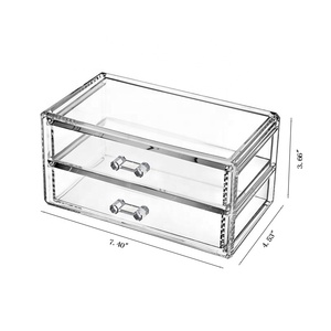 Acryl Transparent <span class=keywords><strong>2</strong></span> Schubladen Make-Up Organizer Lippenstift Halter Kosmetische Lagerung <span class=keywords><strong>Box</strong></span> - Product Image 2