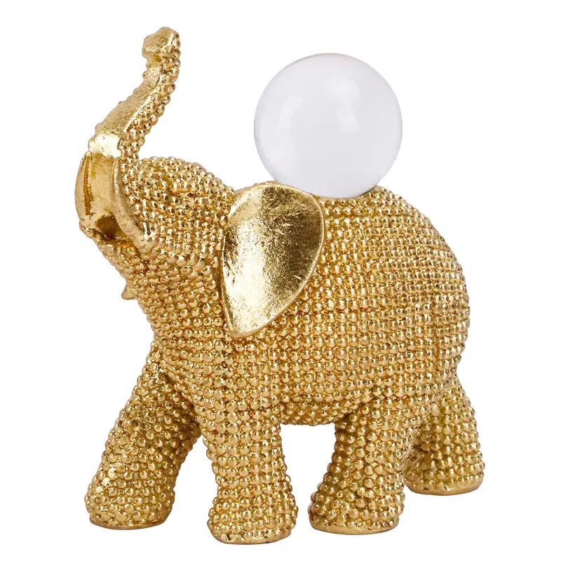 Redeco 새로운 디자인 독특한 황금 코끼리 조각 표범 동상 선물 가정 장식 시뮬레이션 동물 수지 공예