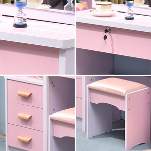 Mobili per la Casa, Nuovo Modello Elegante Specchiera Rettangolare Rosa con Sgabello Basso per Camera da Letto - Product Image 5