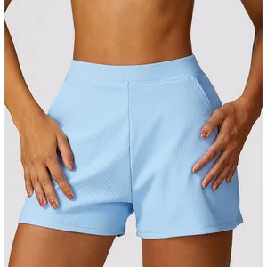 Pantaloncini da Yoga a vita alta da donna pantaloni da corsa traspiranti a asciugatura rapida con sollevamento dell'anca per adulti