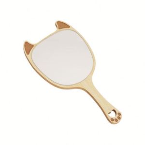 Miroir de poche personnalisé avec logo, naturel, avec poignée, mignon, pour le rasage, simple face, portable, cadeaux promotionnels de voyage - Product Image 4
