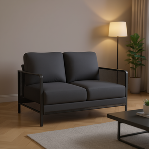 Sofá de 2 Plazas Gris Oscuro, Tela de Poliéster, Estructura Metálica, Muebles Modernos para Sala de Estar - Product Image 2