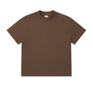 T-shirt Homme Col Montant Manches Courtes Couleur Unie Grammage Lourd 270g Coupe Ample Style Essentiel Pré-rétréci Design Basique - Product Image 1