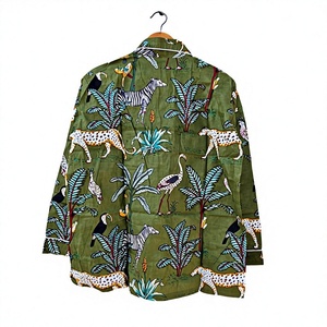 Ensemble de pyjama pour homme à manches longues à imprimé floral, tissu en satin 100% coton, vêtements de nuit décontractés, motif tissé, saison printemps, cadeau pour elle - Product Image 2