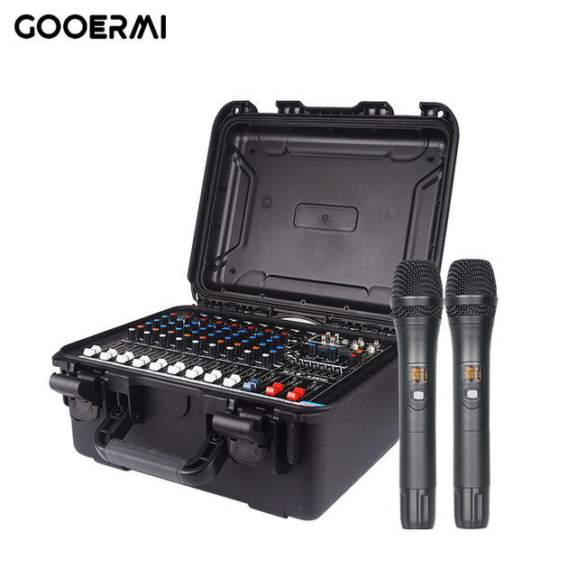 MIC-AX960 Professional Dj Audio Mixer 8 Channel Mixer case with Flight Amplifier Integrated Power Audio Set for Outdoor Stage