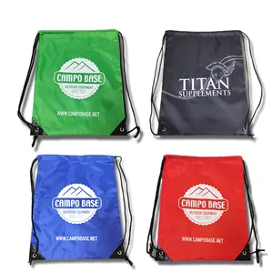 सस्ते कस्टम प्रोमोशनल स्पोर्ट्स बैग लोगो बैकपैक बैग के साथ पुनर्नवीनीकरण वॉटरप्रूफ पॉलिएस्टर ड्रॉस्ट्रिंग बैग