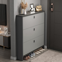 Mobilier de maison Armoire à chaussures élégante et simple à trois niveaux Armoire à chaussures moderne et minimaliste ultra-mince Armoire à chaussures d'entrée