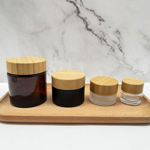 Venta al por mayor 5G 30g 50g 100G 200g vacío esmerilado bambú transparente cara Cuerpo crema cosmética frascos de vidrio tapas de bambú con cajas - Product Image 5