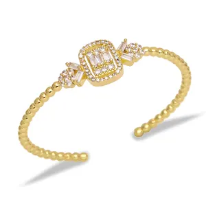 TongLing Ins Fashion – Bracelet manchette en or 18k, Bracelet en perles de chapelet CZ, bijoux pour femmes