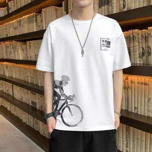 제조 업체의 남자의 여름 시원한 아이스 실크 인쇄 빠른 건조 180 그램 느슨한 레저 스포츠 탑 반팔 티셔츠 - Product Image 5