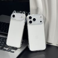 Coque de téléphone antichoc en TPU souple avec oreilles de chat 3D transparentes et mignonnes pour iPhone 17 Air 16 E 15 14 13 12 11 Pro X XS Max XR 8 Plus