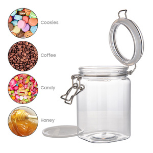 Bocaux carrés en PET de 800 ml avec couvercle à clip, scellés, pour huile de palme, spaghetti, ou bonbons gélifiés, avec couvercle en bambou et plastique - Product Image 6