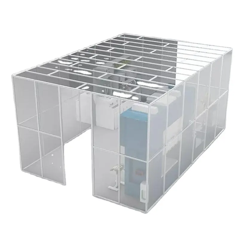 OEM ODM ISO 5 6 7 8 class 10 100 1000 99.99% hepa H14 H13 pvc design cleanroom system booth with floor wall window