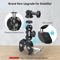   Kit de fixation pour caméra, bras articulé avec pince, super pince avec filetages antidérapants, pour GoPro, webcam, caméra