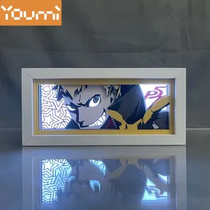 Persona 5 Goro Akechi Anime Caixa de Luz de Madeira Corte a Laser Caixa de Luz de Papel Manga Luz Noturna LED Ryuji Sakamoto para decoração de quarto Lâmpada