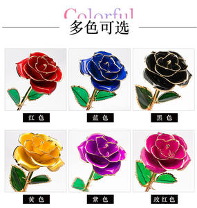 L838 Rosa di Lusso Placcata in Oro <span class=keywords><strong>24</strong></span> Carati, Fiore Artificiale Dorato per San Valentino e Regali di Nozze - Product Image 3